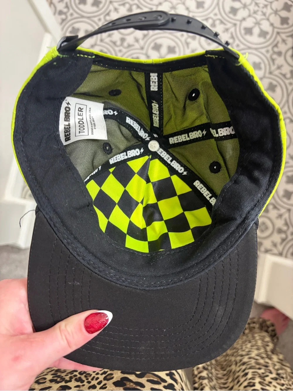 Neon Yellow & Black Kids Cap